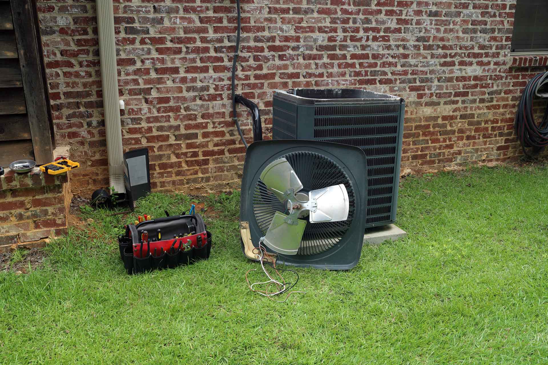 A disassembled air conditioning unit